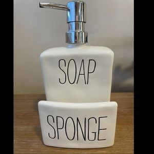 Rae Dunn dish soap dispenser + sponge holder